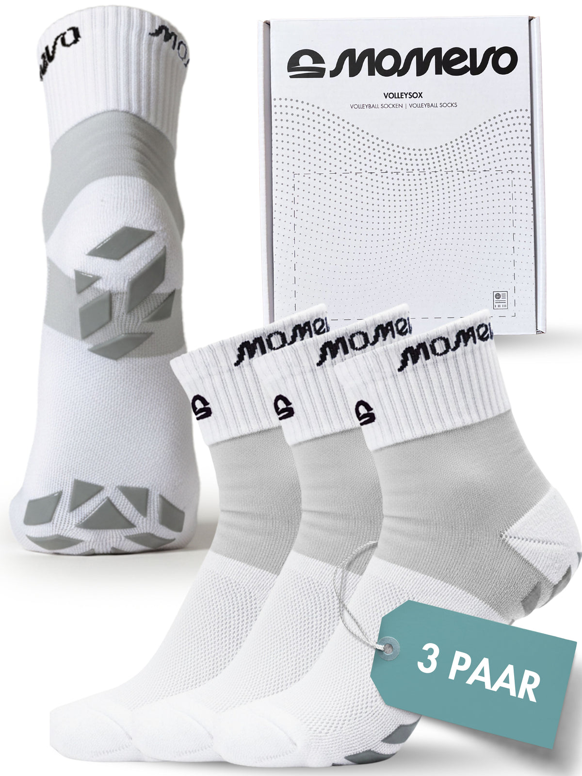 VolleySox – Premium Volleyball Socken mit Grip-Pads | 3 Paar