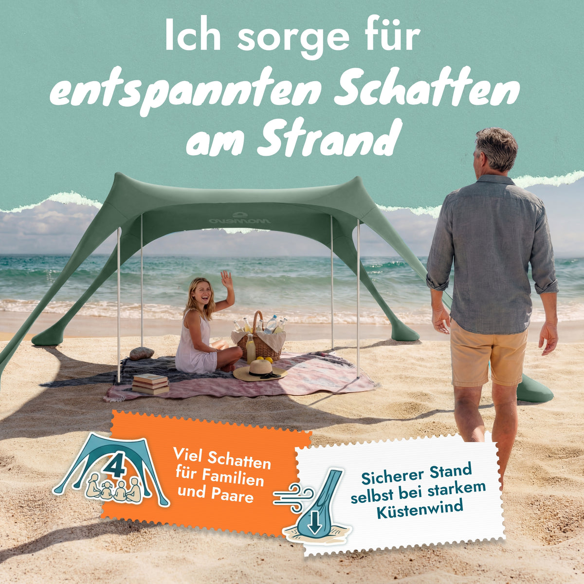 Tenda da spiaggia Momevo Sunsail con SPF50+