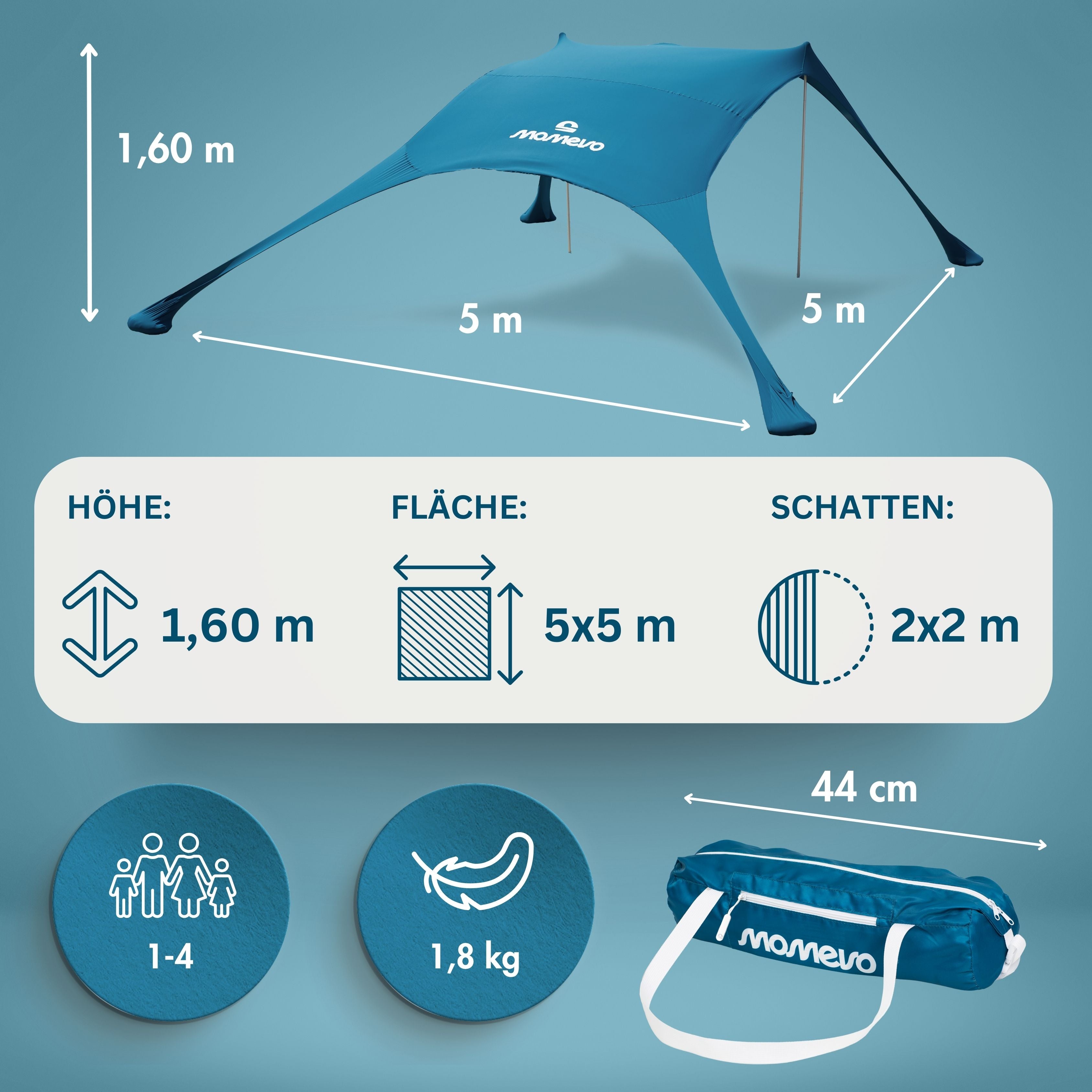 Tenda da spiaggia Momevo Sunsail con SPF50+