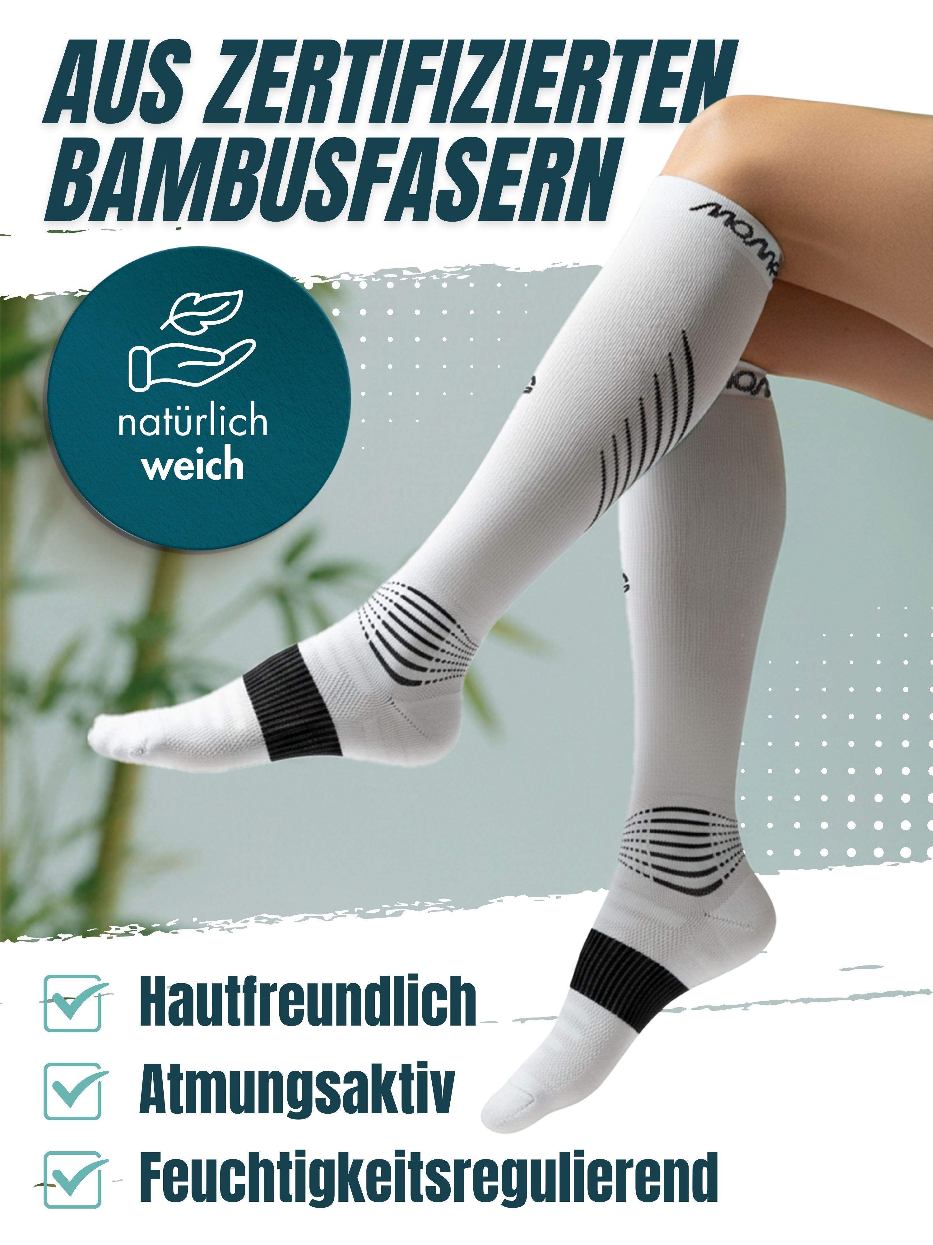 BambooSox – Sport Kompressionsstrümpfe aus zertifiziertem Bambus | 2 Paar