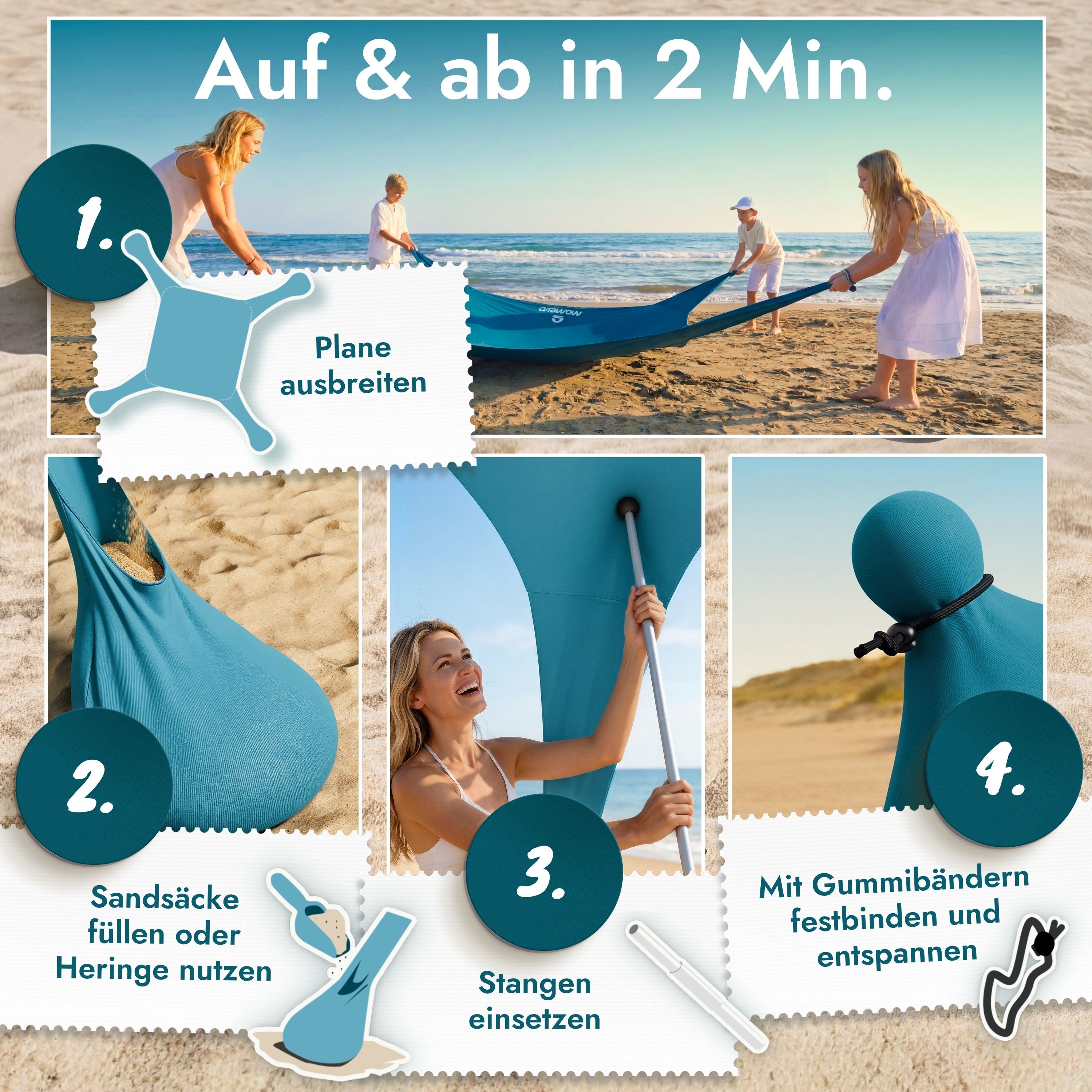 Sunsail XL Strandzelt Sonnensegel mit UPF50+ – Momevo