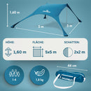 Momevo Sunsail Strandzelt Sonnensegel mit UPF50+