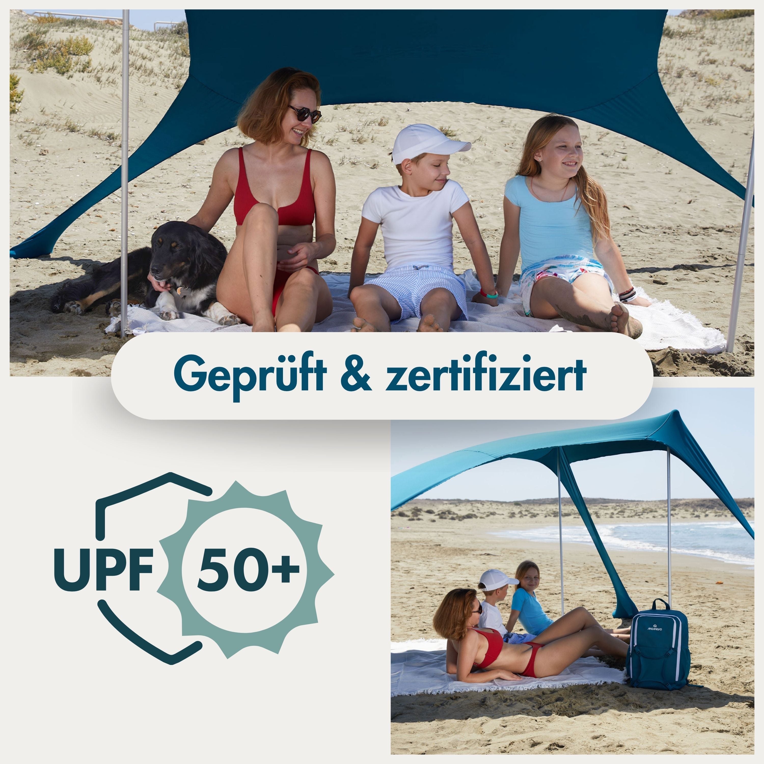 Momevo Sunsail Strandzelt Sonnensegel mit UPF50+