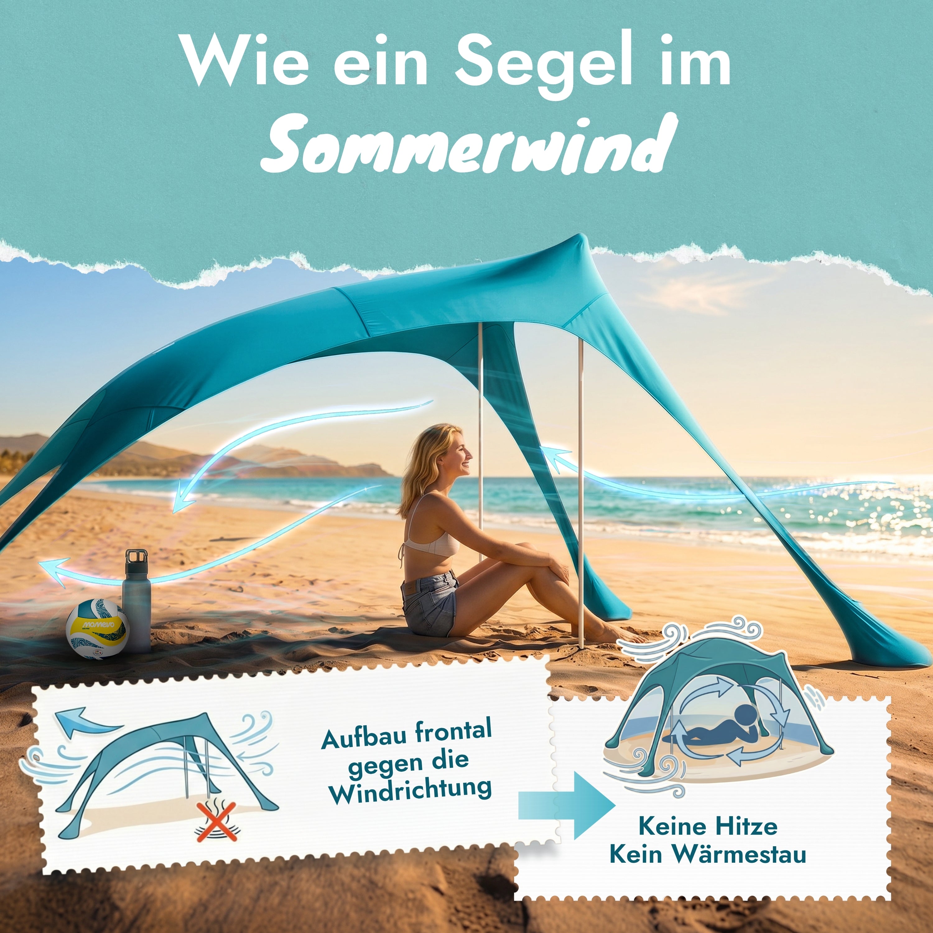 segel zelt Sunsail Strandzelt Sonnensegel mit UPF50+