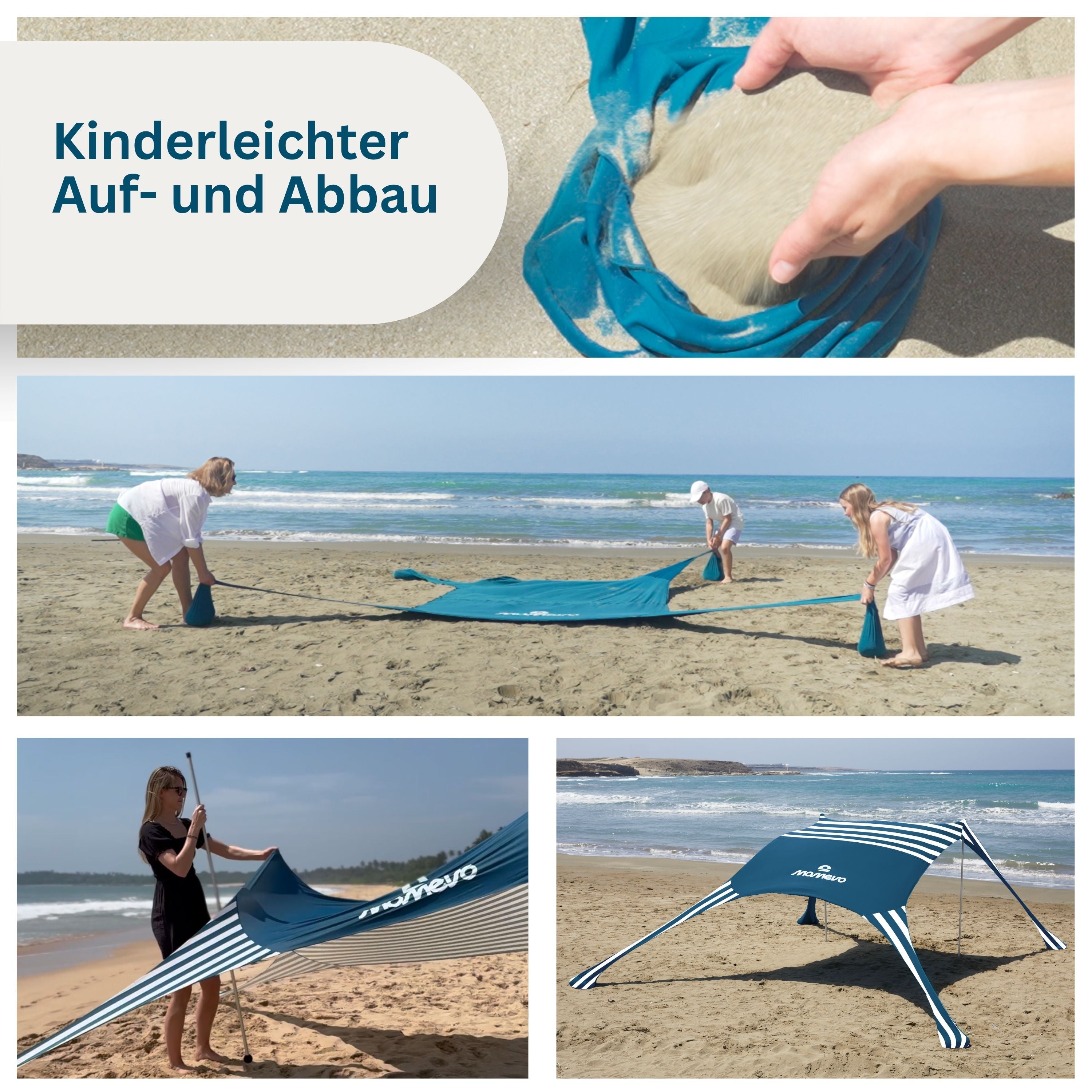 Momevo Sunsail Strandzelt Sonnensegel mit UPF50+
