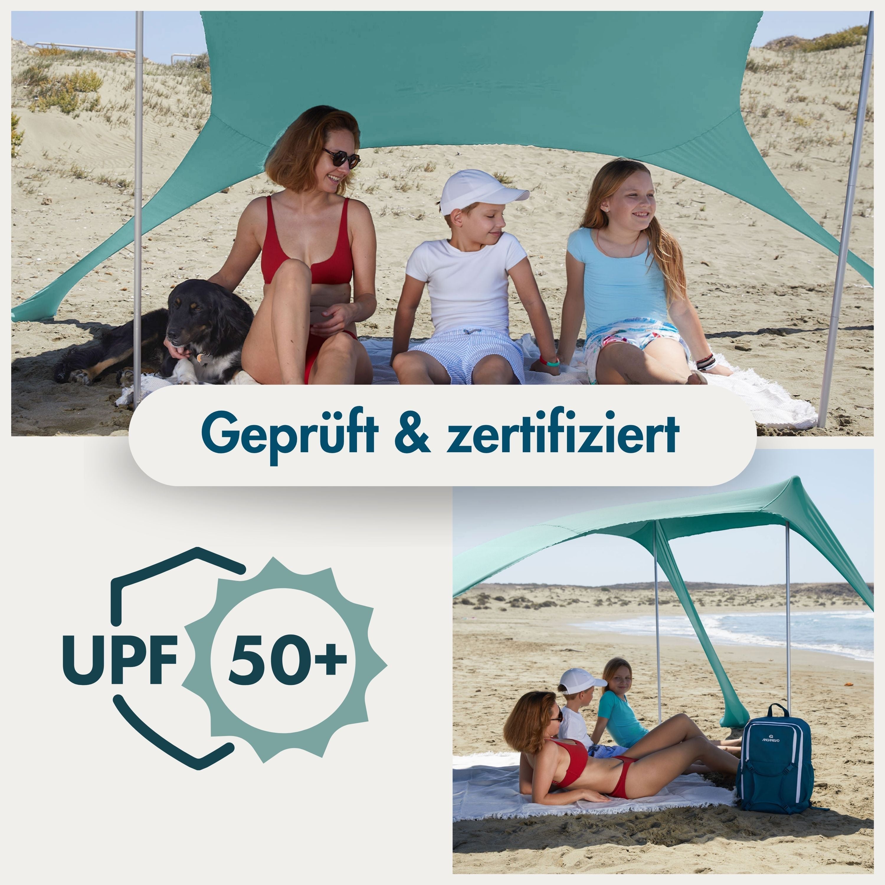 Momevo Sunsail Strandzelt Sonnensegel mit UPF50+