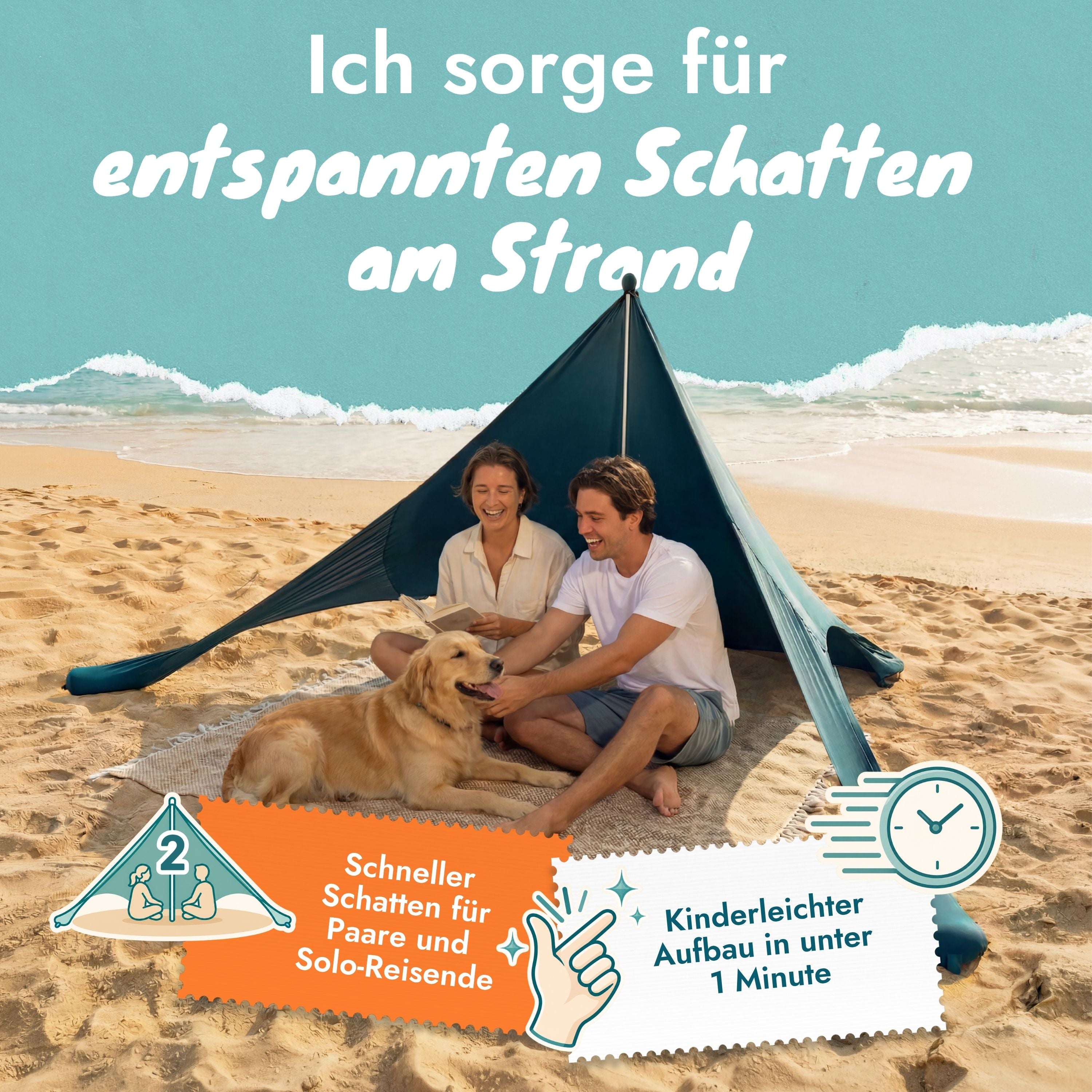 Sunsail Tipi Strandzelt Sonnensegel mit UPF50+ – Momevo