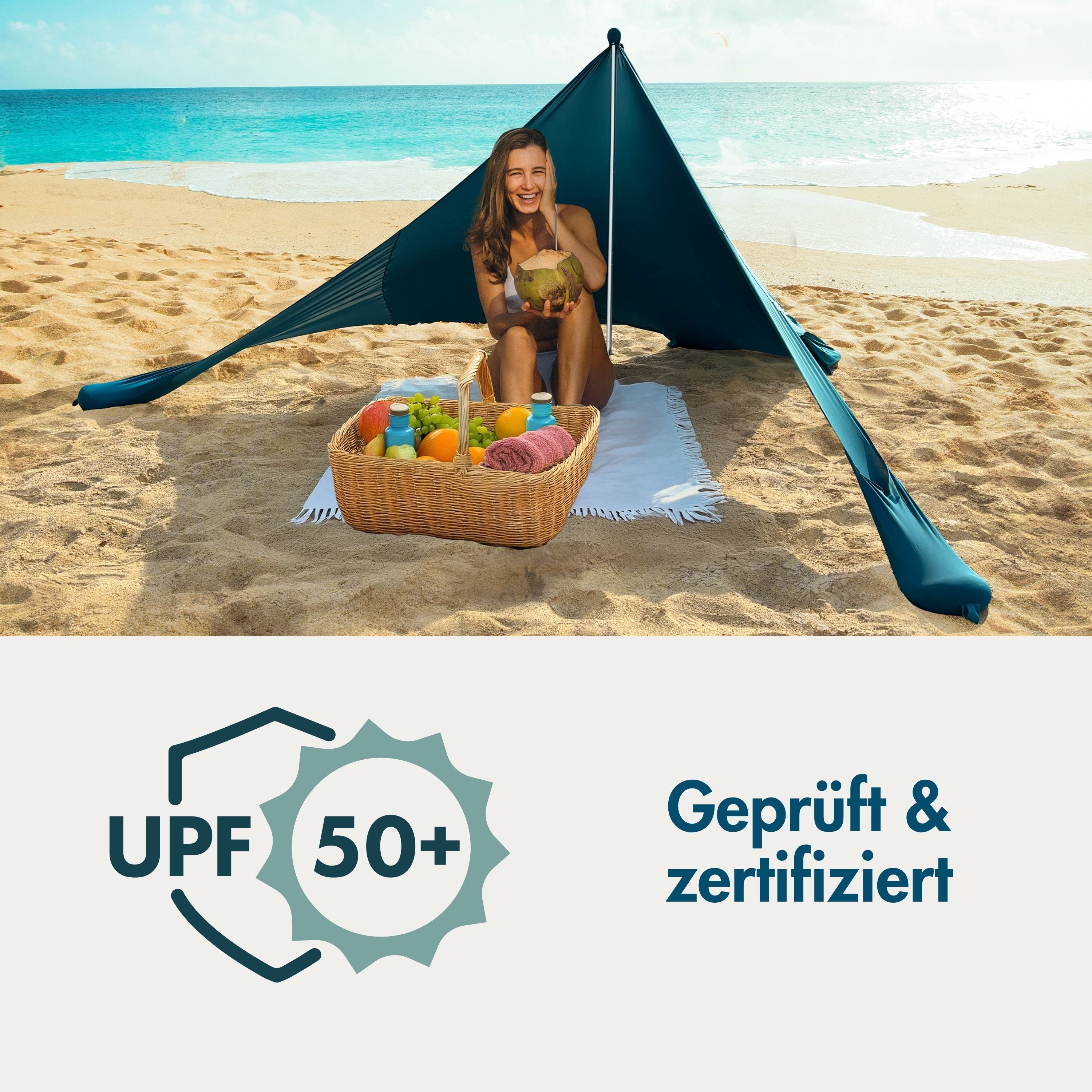 Momevo Sunsail Strandzelt Sonnensegel mit UPF50+