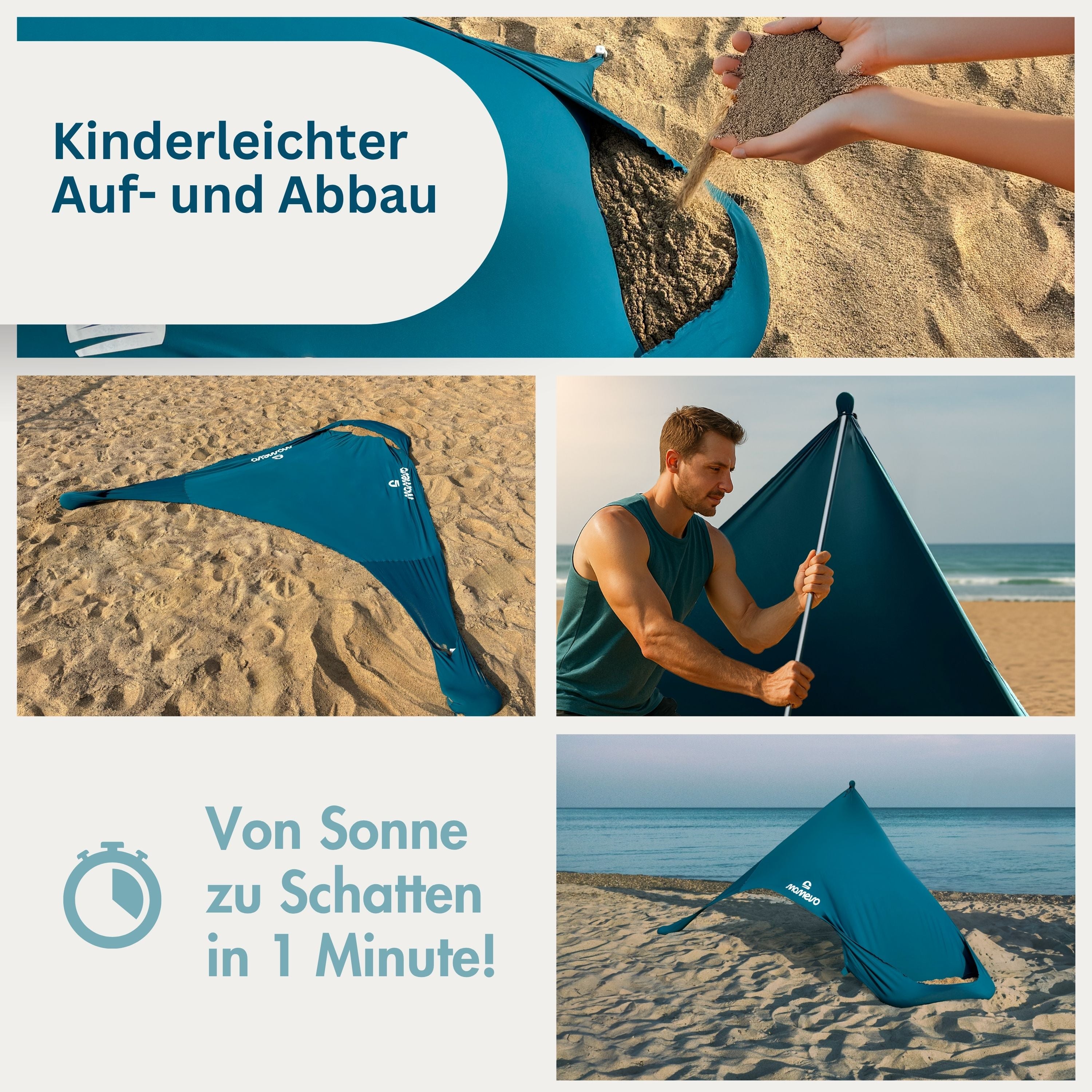Momevo Sunsail Strandzelt Sonnensegel mit UPF50+