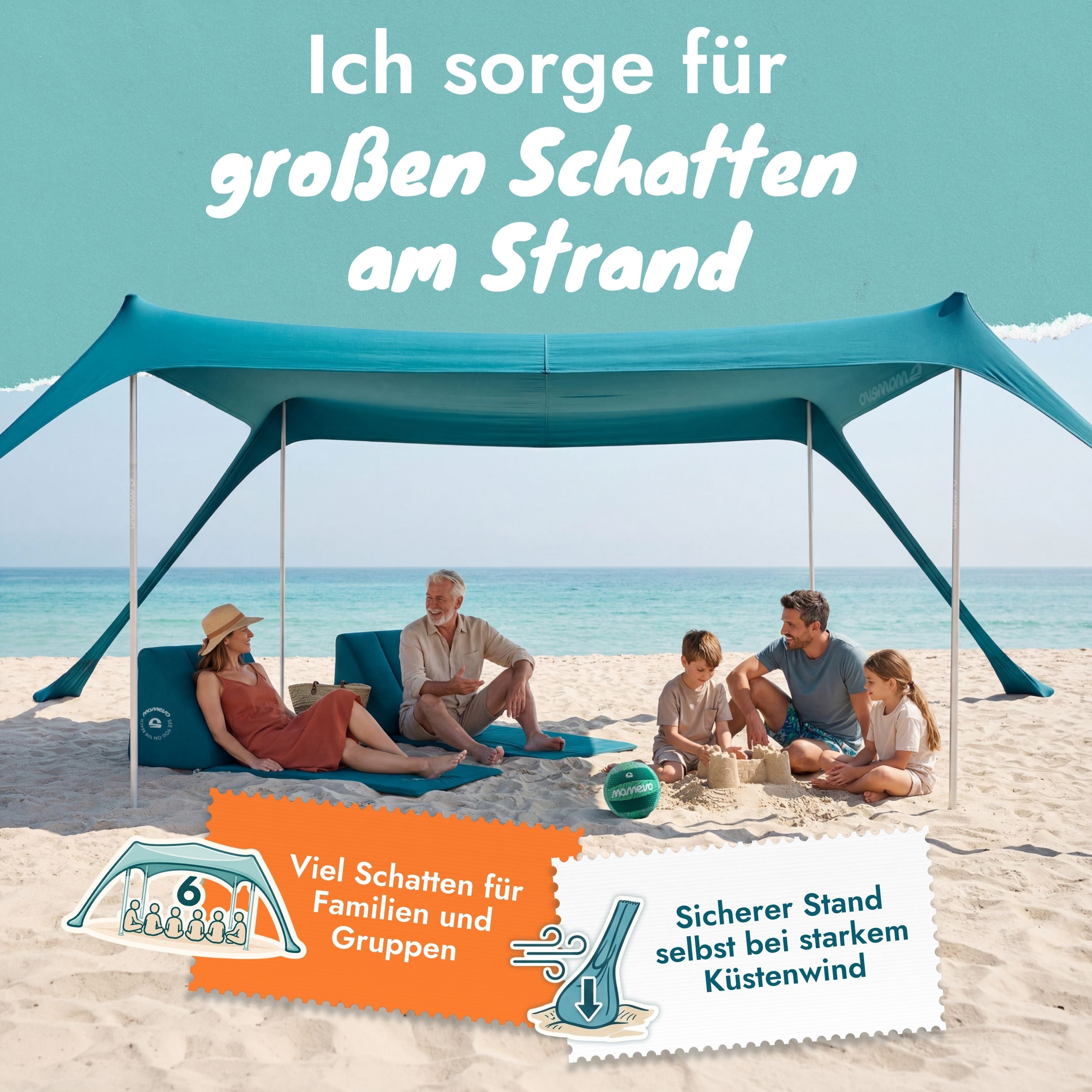 Sunsail XL Strandzelt Sonnensegel mit UPF50+ – Momevo