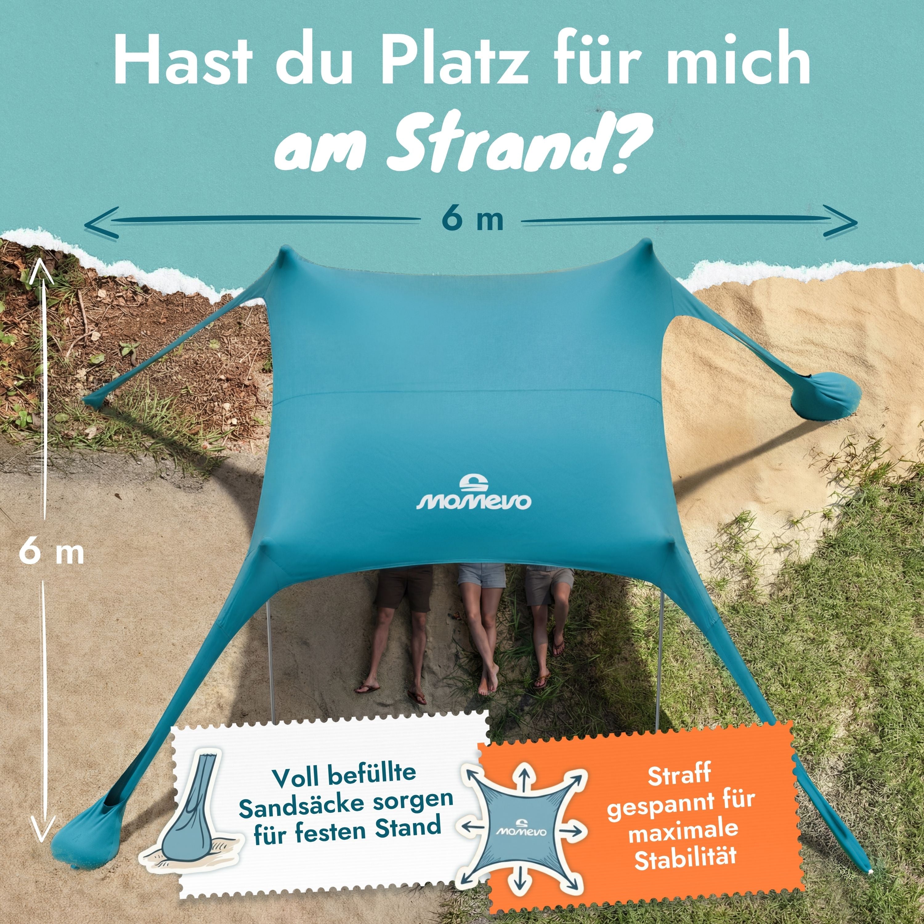 Sunsail XL Strandzelt Sonnensegel mit UPF50+ – Momevo