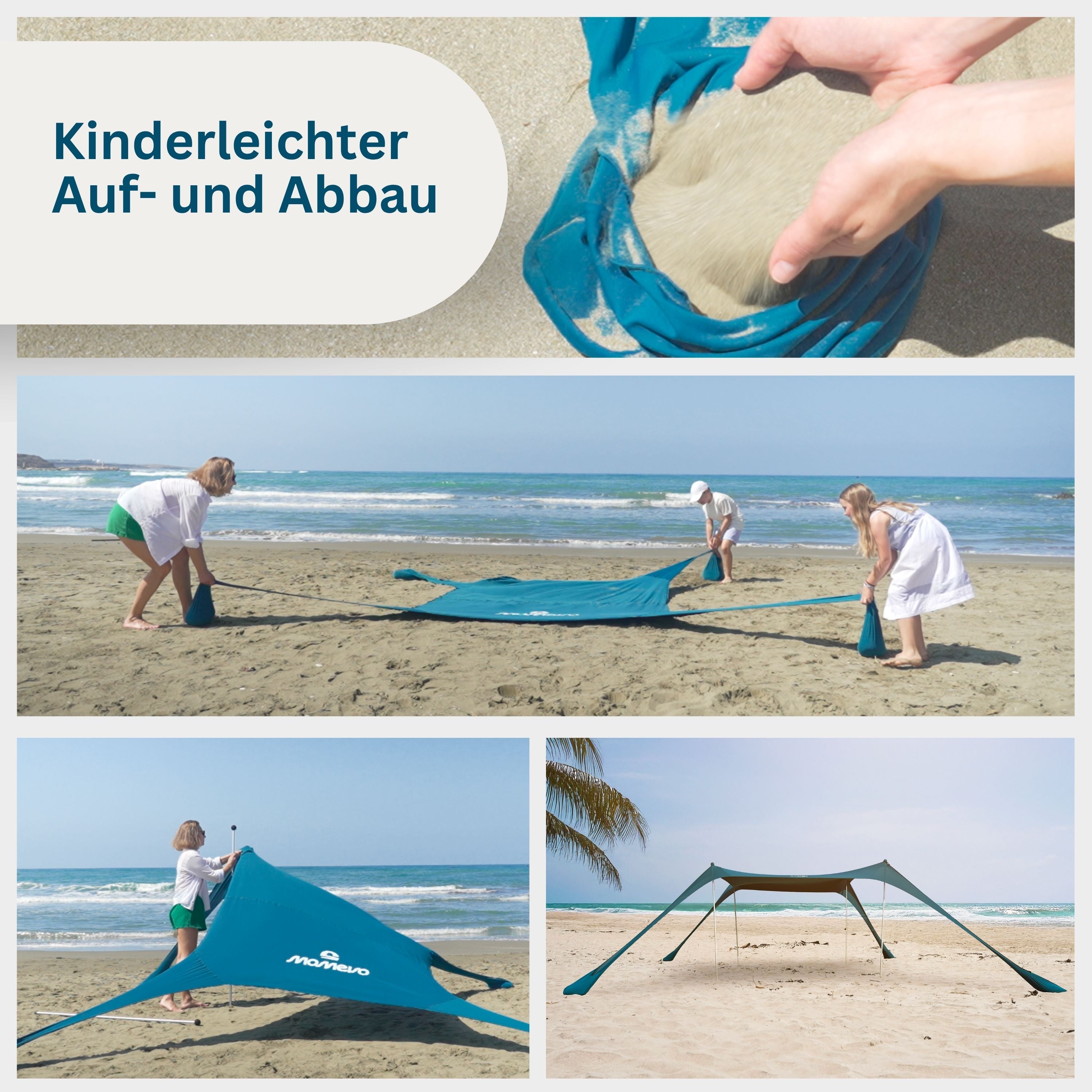 Momevo Sunsail Strandzelt Sonnensegel mit UPF50+