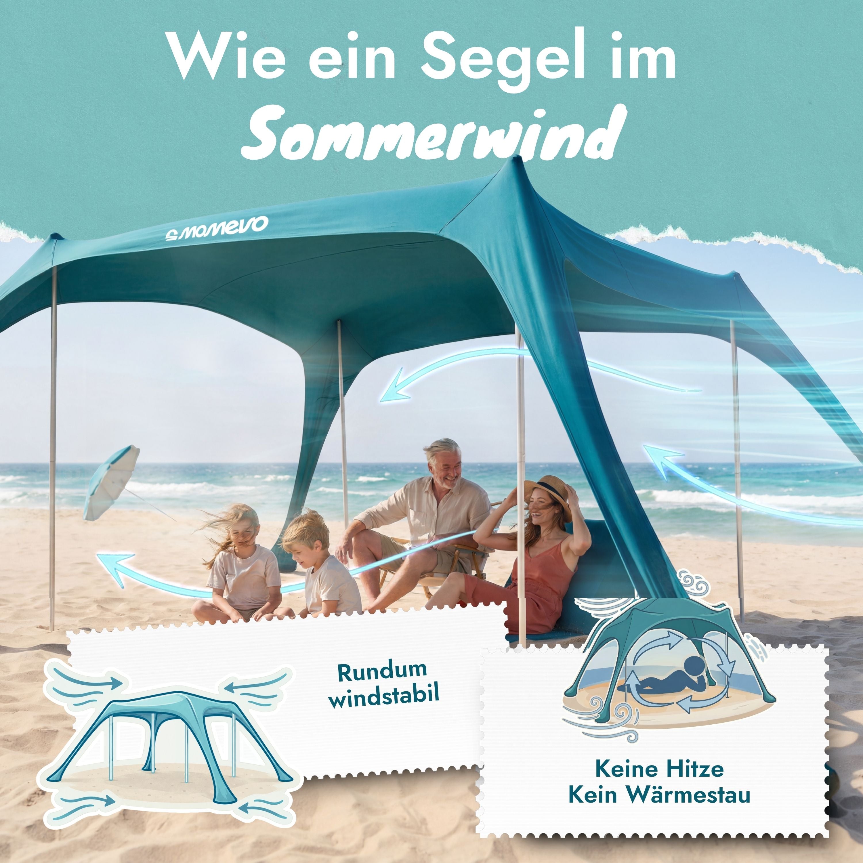 Sunsail XL Strandzelt Sonnensegel mit UPF50+ – Momevo