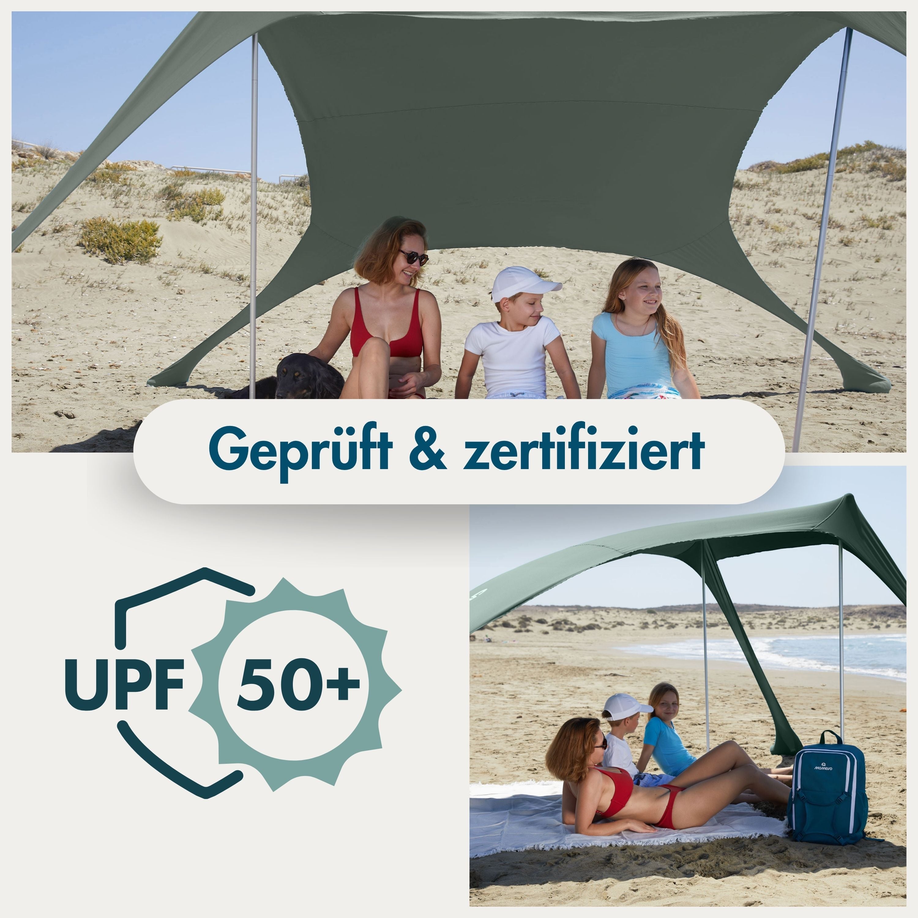 Momevo Sunsail Strandzelt Sonnensegel mit UPF50+