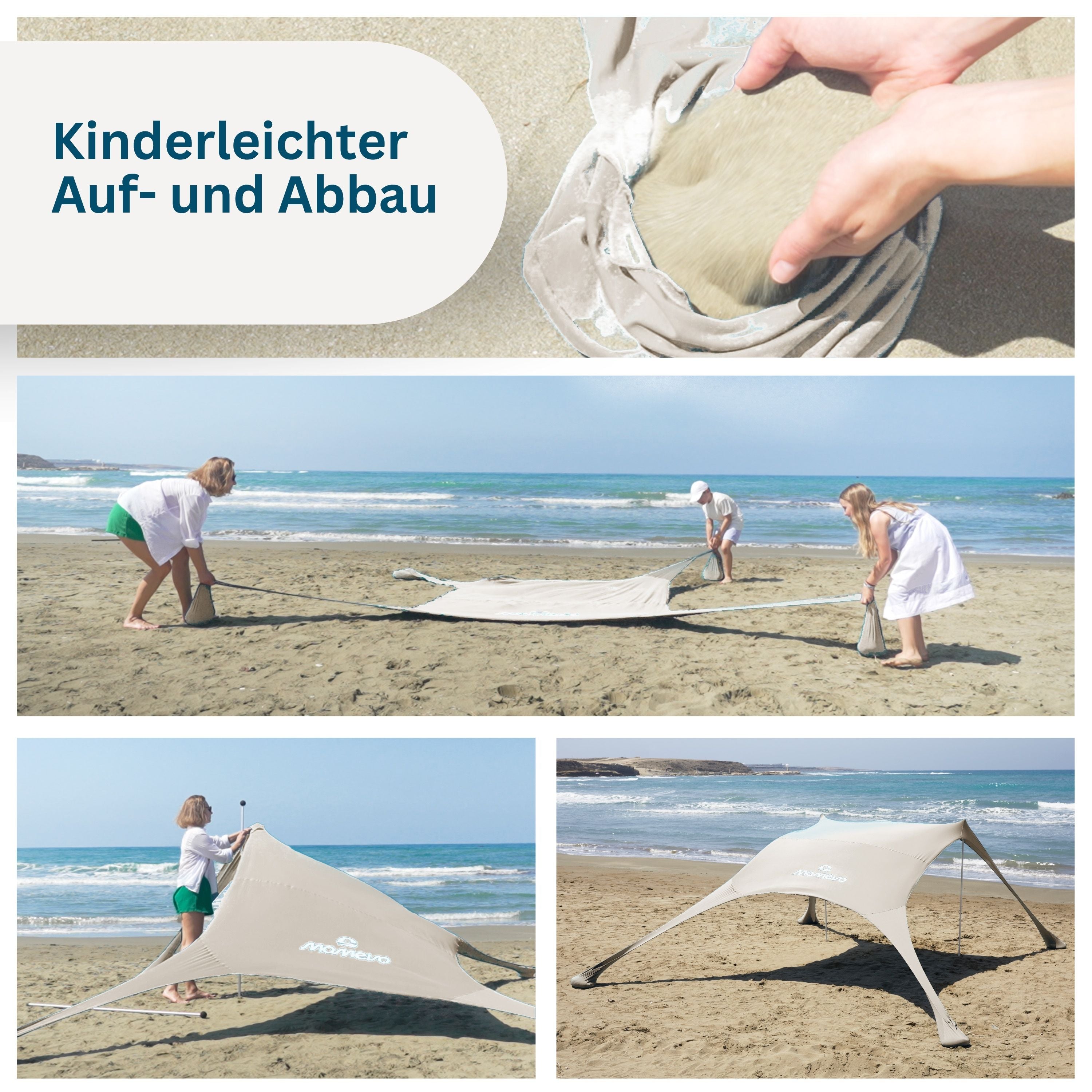 Momevo Sunsail Strandzelt Sonnensegel mit UPF50+