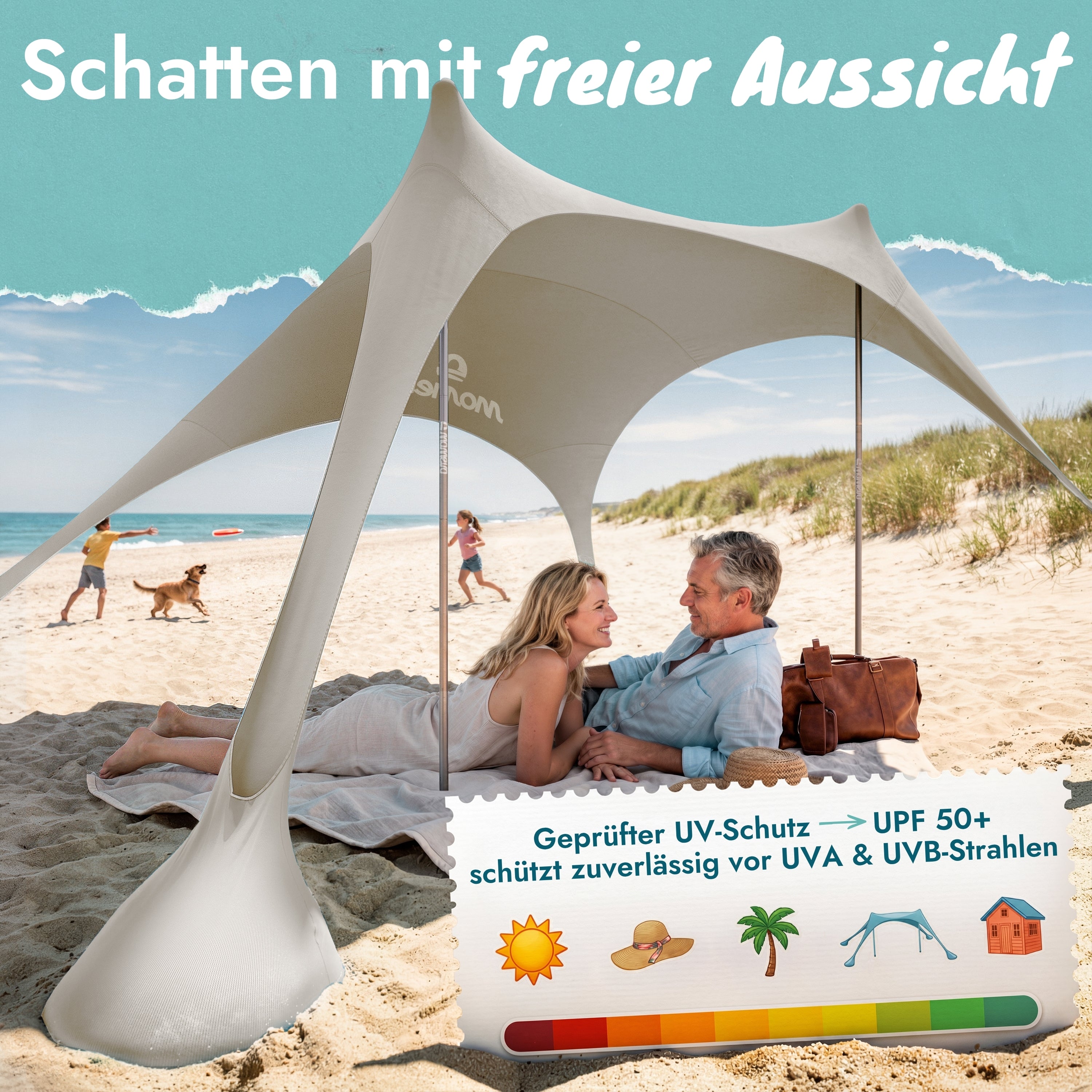Momevo Sunsail Strandzelt Sonnensegel mit UPF50+