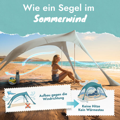 Momevo Sunsail Strandzelt Sonnensegel mit UPF50+