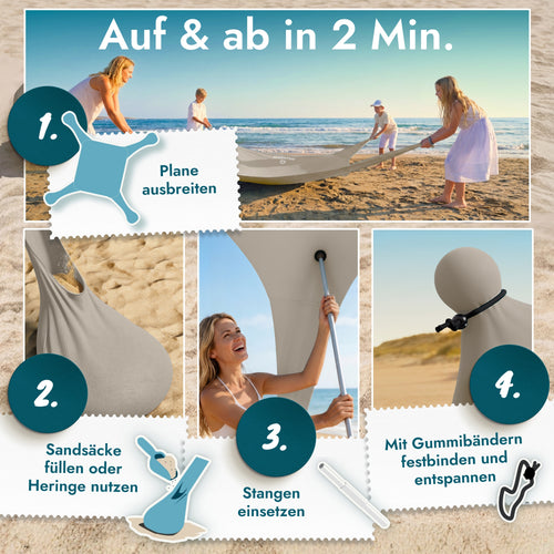 Momevo Sunsail Strandzelt Sonnensegel mit UPF50+