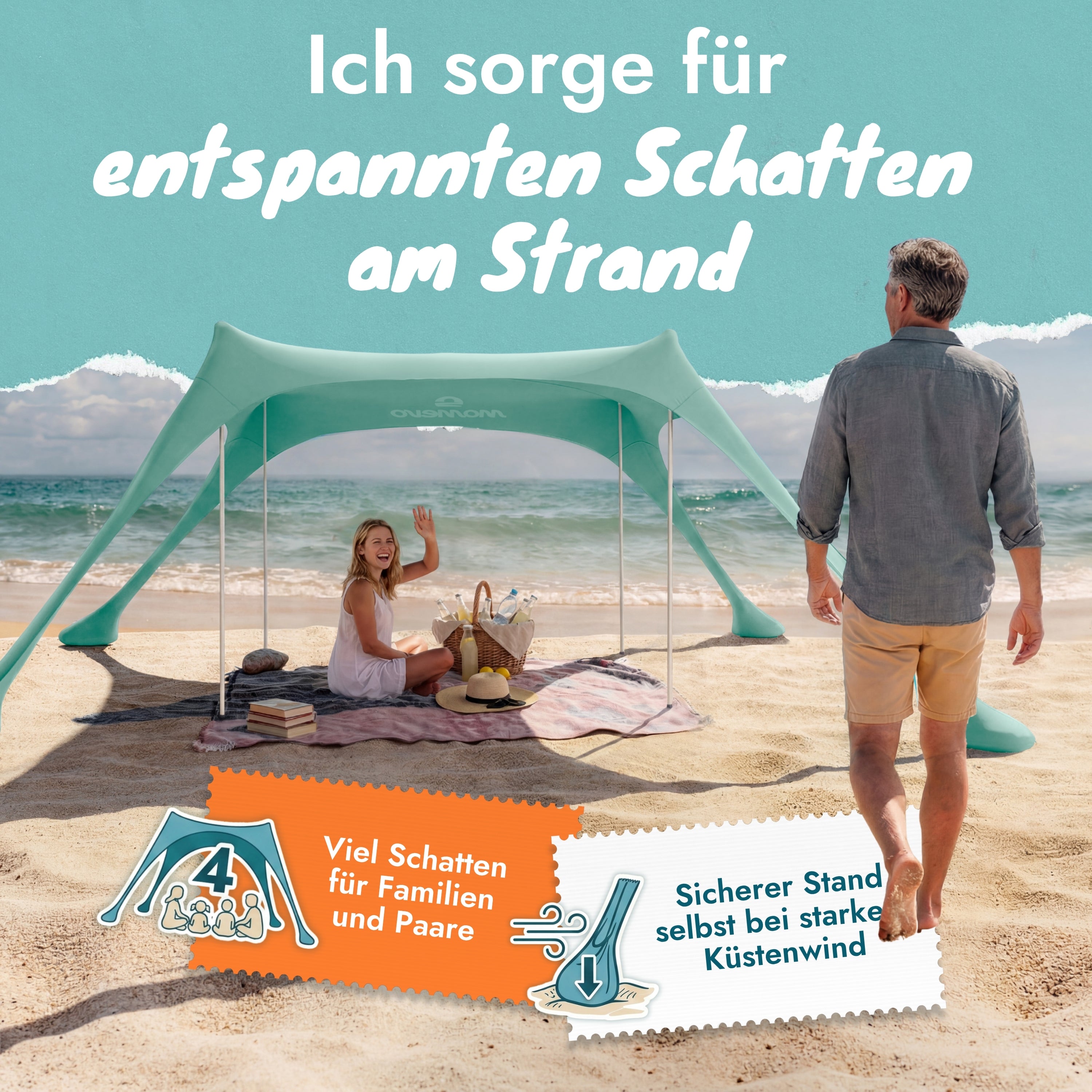 Sunsail Strandzelt Sonnensegel mit UPF50+ – Momevo