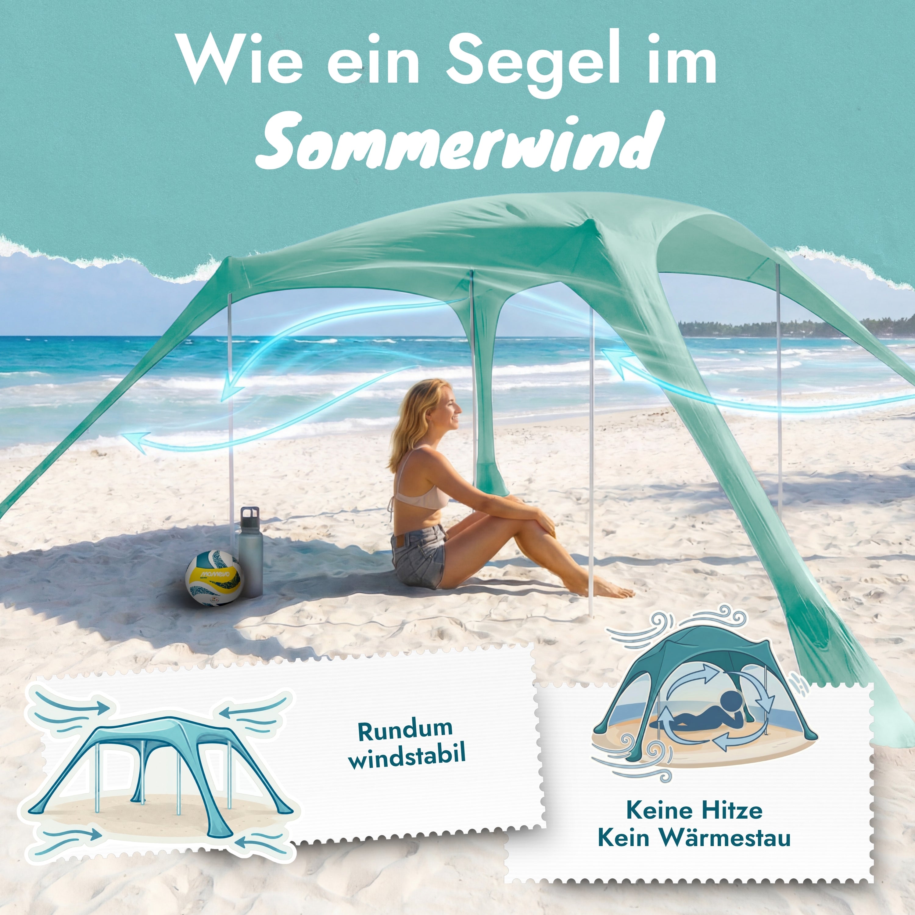 Sunsail Strandzelt Sonnensegel mit UPF50+ – Momevo
