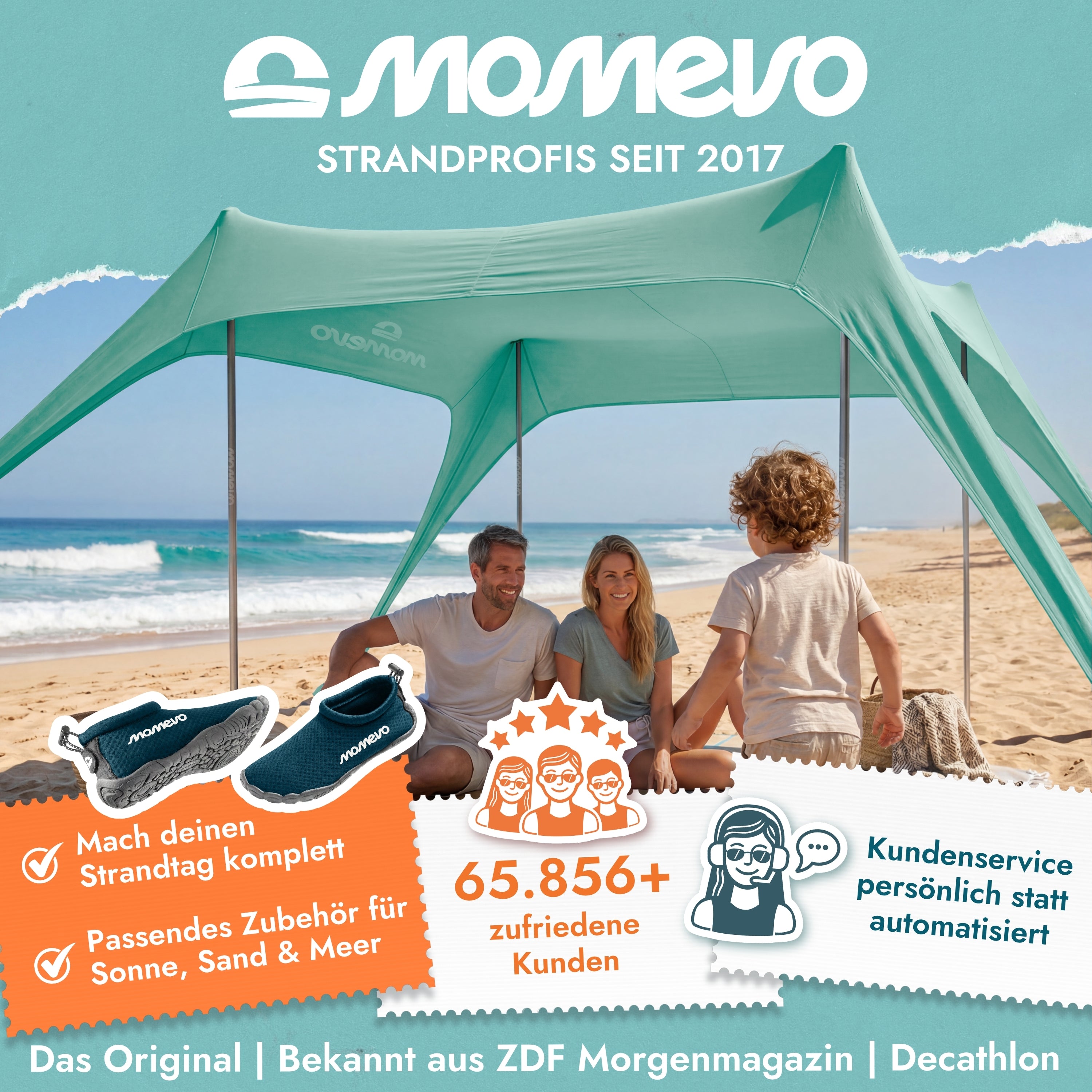 Sunsail Strandzelt Sonnensegel mit UPF50+ – Momevo