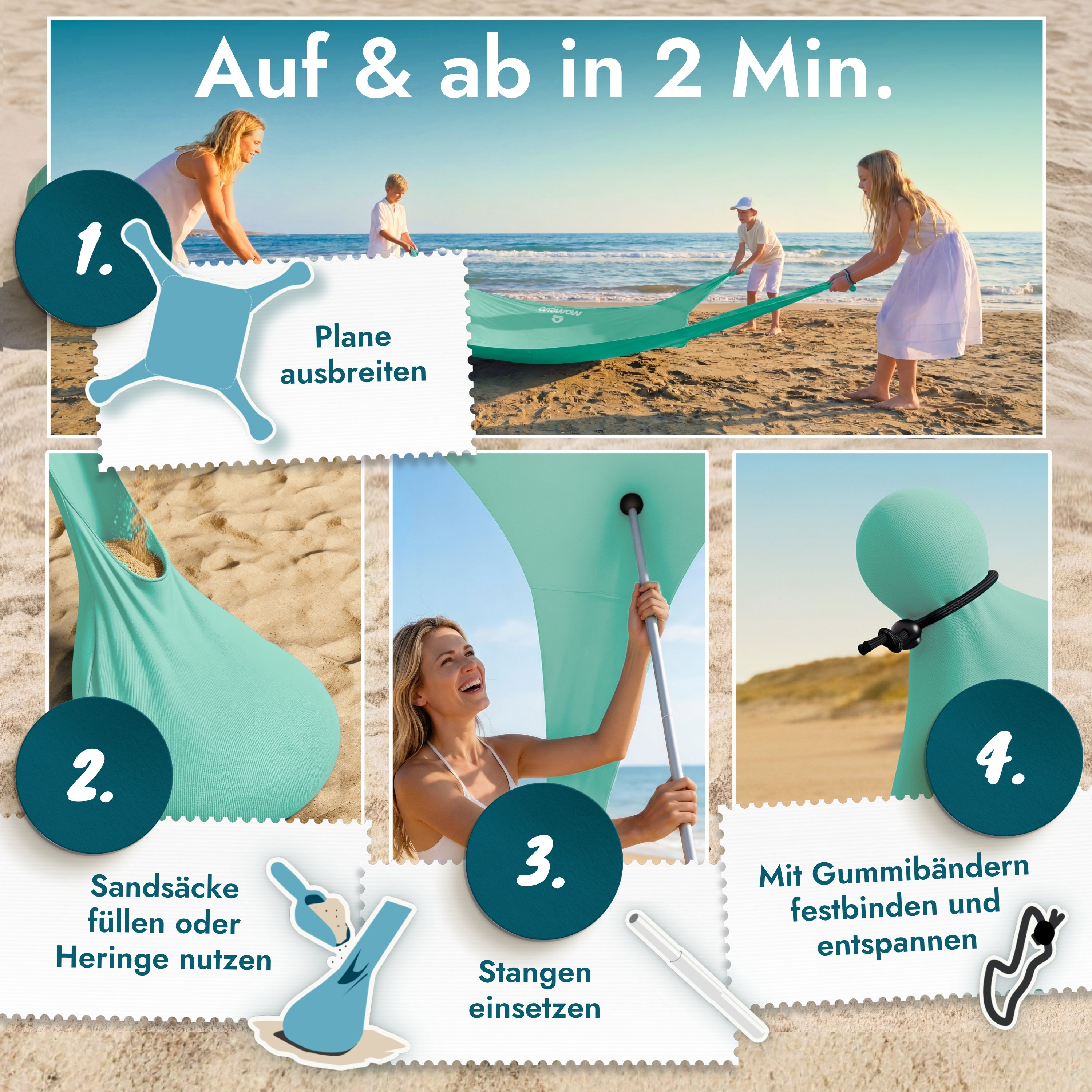 Sunsail Strandzelt Sonnensegel mit UPF50+ – Momevo