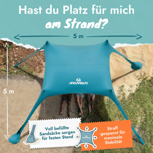 Momevo Sunsail Strandzelt Sonnensegel mit UPF50+
