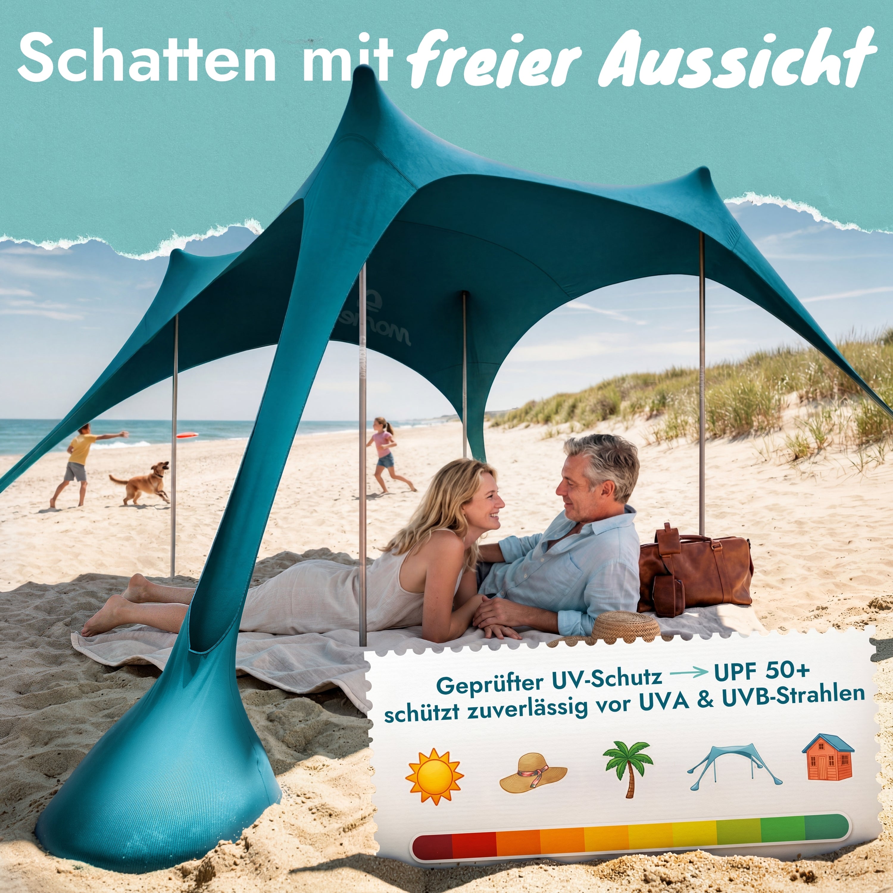 Momevo Sunsail Strandzelt Sonnensegel mit UPF50+