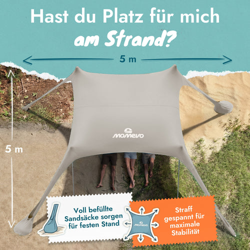 Momevo Sunsail Strandzelt Sonnensegel mit UPF50+