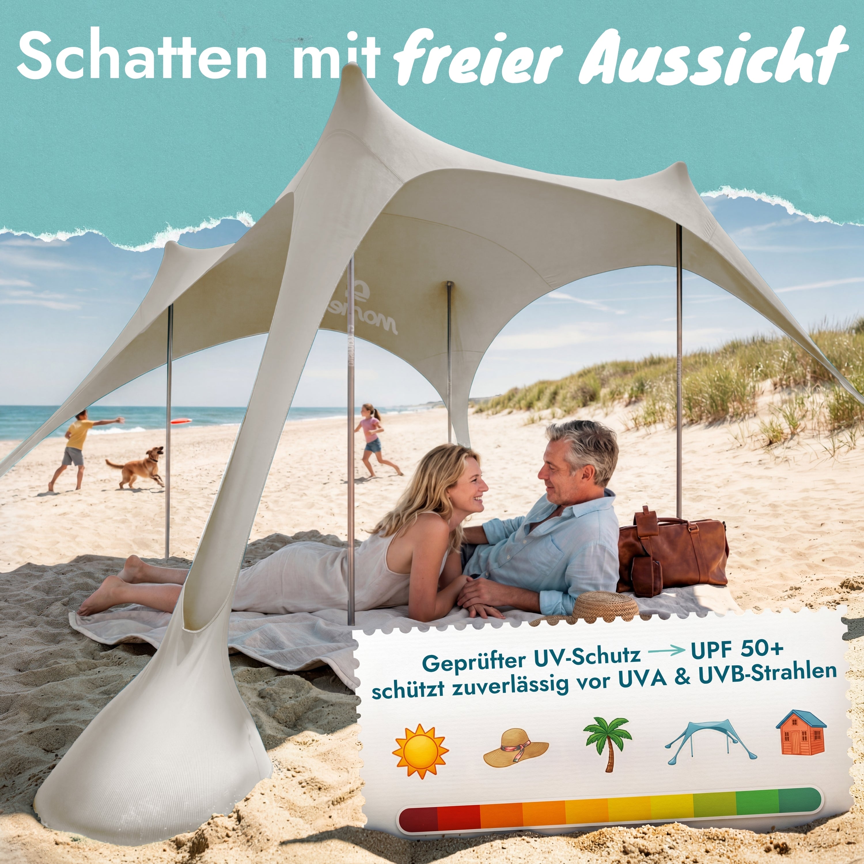 Momevo Sunsail Strandzelt Sonnensegel mit UPF50+