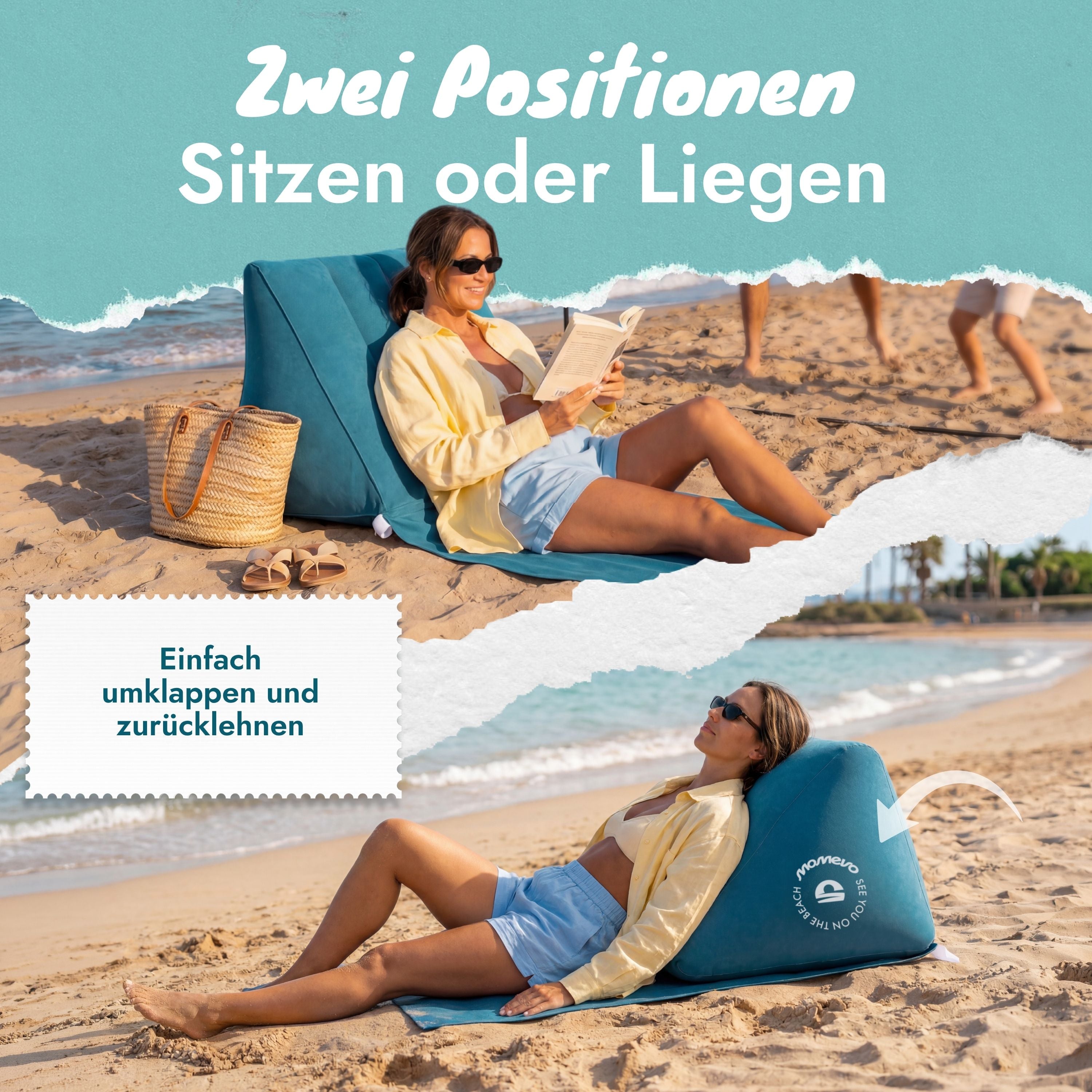 Airlounge Strandlehne aufblasbarer Beach Lounger Petrolblau