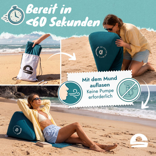 Airlounge Strandlehne aufblasbarer Beach Lounger Petrolblau