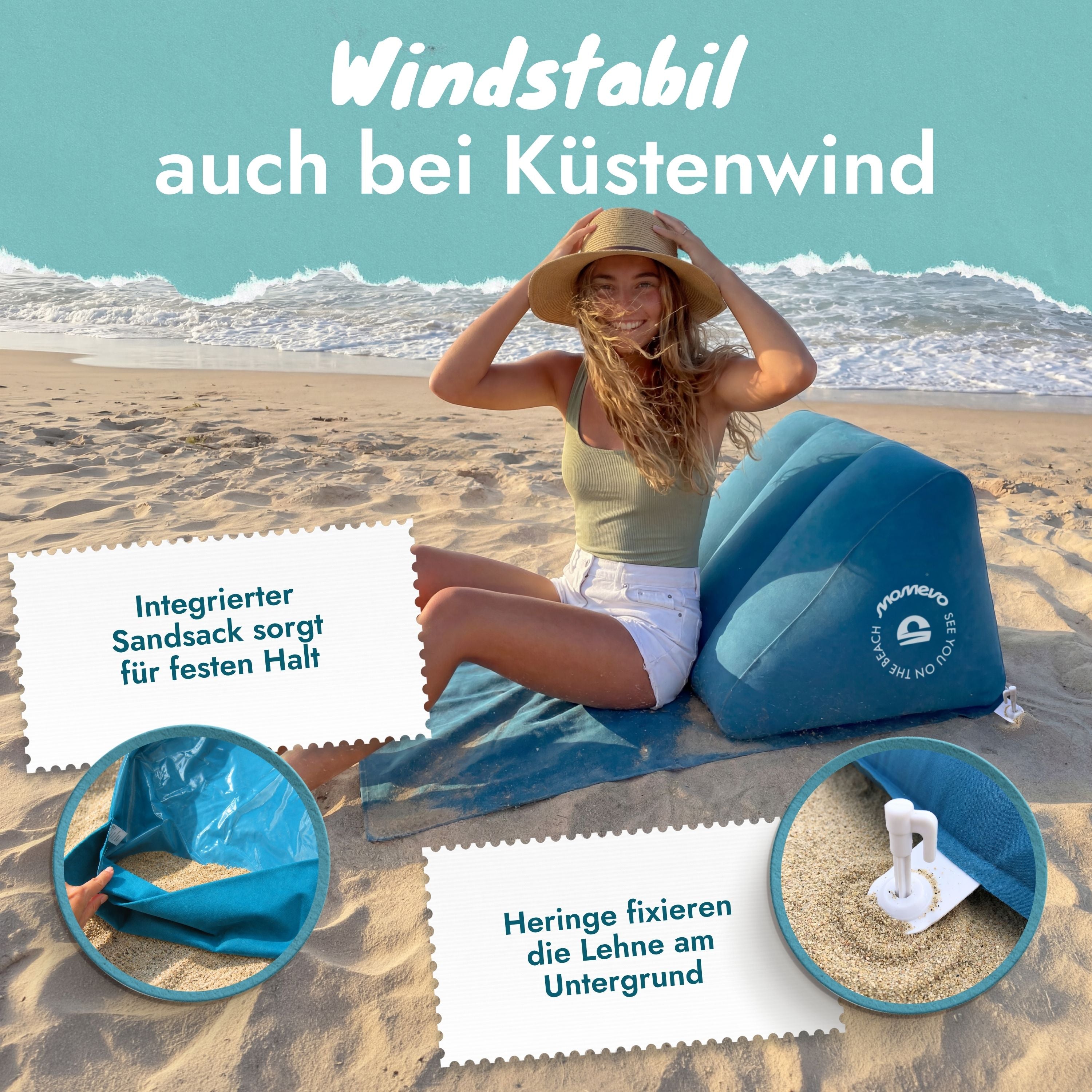 Airlounge Strandlehne aufblasbarer Beach Lounger Petrolblau