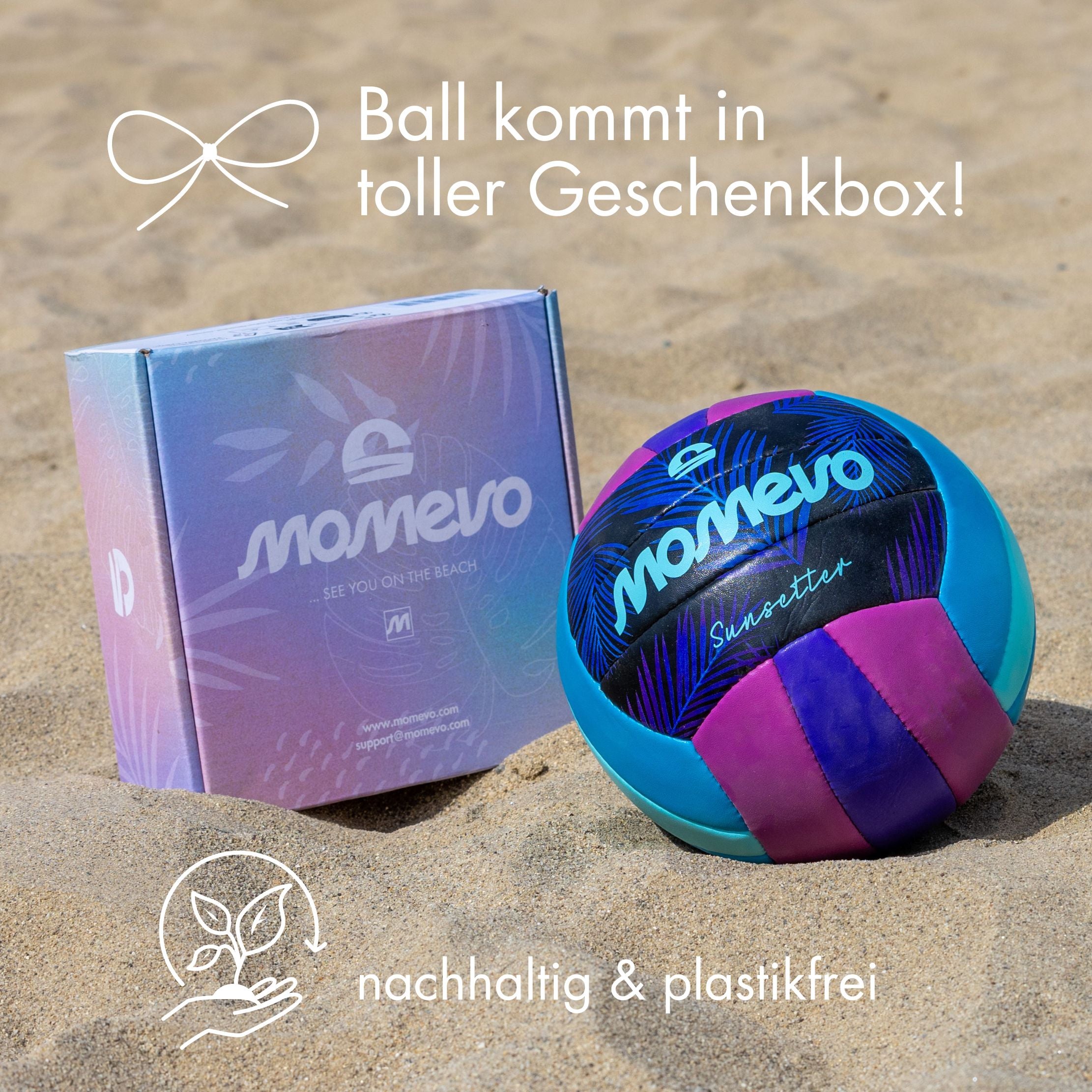 Beachvolleyball SunSetter, offizielle Größe, handgenäht, robust, wasserdicht